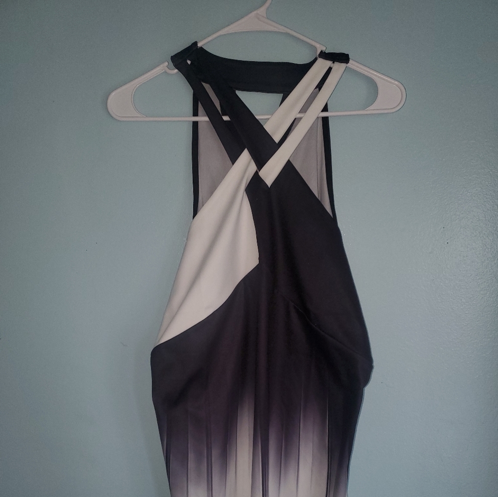 White/Black ombre cross strap tank top